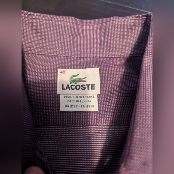Lacoste Other - Lacoste Mens M/40 Button Down Waffle Weave Cotton Dress shirt, Purple